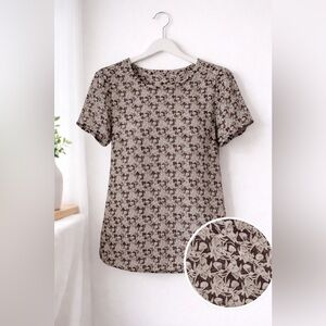 Botanical Print Flutter Sleeve Top | Earthy Vintage Vibes Sz Med